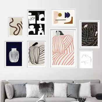 Абстрактная полосатая линия тела для девочек, геометрическая настенная живопись на холсте, плакаты на скандинавскую тему и принты, настенные панно для декора гостиной A4 21X30cm No Framed