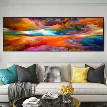 Абстрактная радуга, Красочное облако, Небо, Картина маслом, Пейзажный плакат и эстамп, Настенное искусство, Гостиная, Мебель для дома 21cm30cm NoFrame