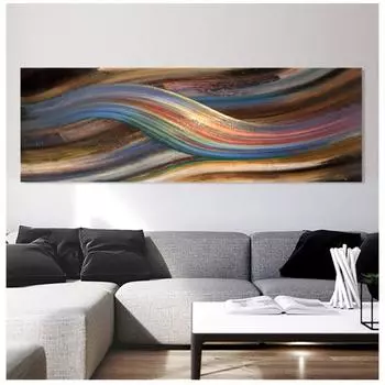 Абстрактная Радужная картина маслом на холсте, постеры и принты, настенная живопись, абстрактная картина с лентой для декора гостиной 20x30cm No Frame цвет старого дерева
