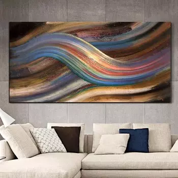 Абстрактная радужная линия, холст, картина, современная спальня, отель, постеры и принты, скандинавские настенные художественные картины для украшения дома, без рамки 20x40cm