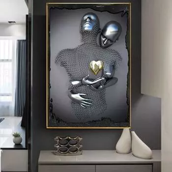 Абстрактная романтическая статуя любовника, холст, картины, сердце, металлические постеры, принты, настенные художественные фотографии для гостиной, Настенный декор, Cuadros 21x30cm No Frame