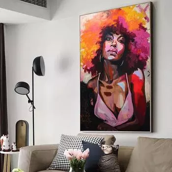 Абстрактная сексуальная африканская женщина, холст, настенное искусство, уличное граффити, печать на холсте, поп-арт, картины для девочек на стене, картины для дома 20x30cm
