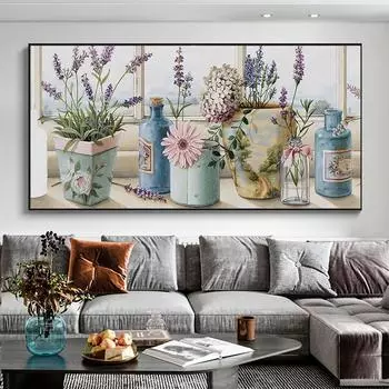 Абстрактная шикарная ваза, свежий цветок, холст, картина, настенное искусство, пасторальные цветочные постеры и принты, ваза, настенное искусство для декора гостиной 20cm40cm NoFrame