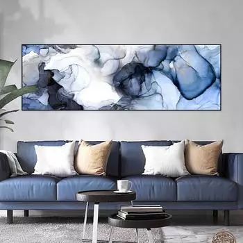Абстрактная скандинавская синяя художественная картина маслом, постеры и эстампы, современная настенная живопись Cuadros для гостиной, предметы интерьера 20cm40cm NoFrame