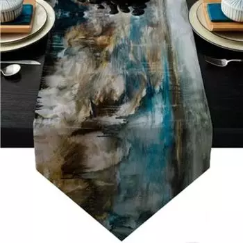 Абстрактная скатерть современного искусства для ужина, праздника, домашнего украшения стола, аксессуары для украшения праздника, льняная крышка стола 150x33cm