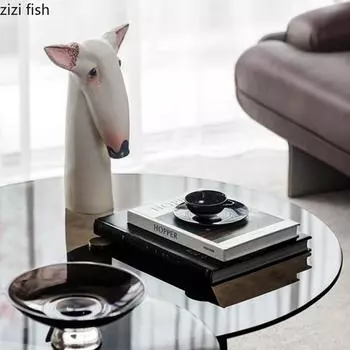 Абстрактная скульптура бульдога Животные Украшения Статуя Декоративные дисплеи Аксессуары для дома Украшения Изделия ручной работы Статуэтки Миниатюры