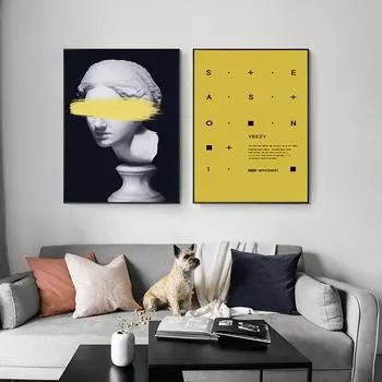 Абстрактная скульптура Давида, настенная живопись, холст, плакаты и принты, европейская женская настенная картина для гостиной, спальни, домашний декор 21*30cm