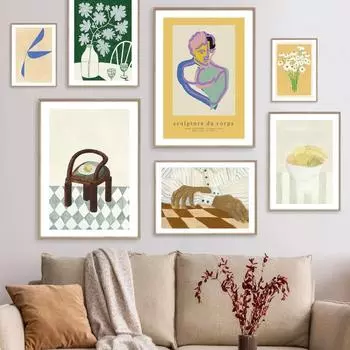 Абстрактная скульптура Дейзи Цветок Фрукты Геометрия Плакаты и принт Минималистичный настенный художественный холст Картины Декор Фотографии Гостиная 21x30cm No Framed