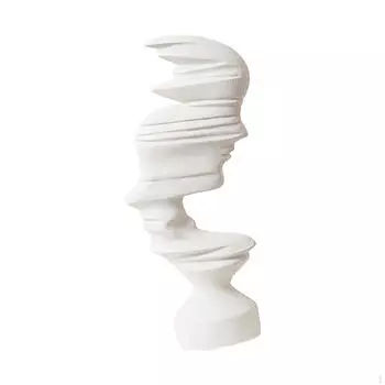 Абстрактная скульптура из смолы с изображением человеческого лица для домашнего и делового декора white