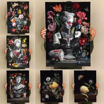Абстрактная скульптура, картина маслом, граффити, цветок, статуя, постер и печатное изображение, настенное искусство, семейная комната Куадрос 21cm30cm NoFrame