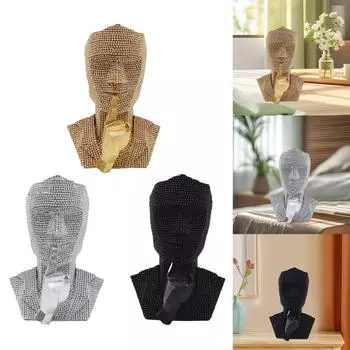 Абстрактная скульптура лица, настольное украшение для спальни, книжной полки, домашнего декора золотистый