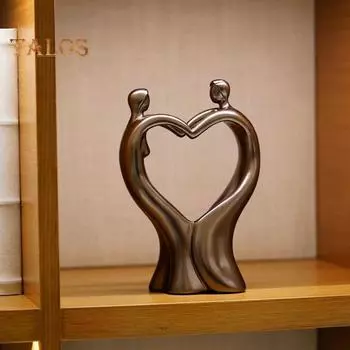 Абстрактная скульптура пары из смолы, держащаяся за руки, статуя влюбленной пары, статуэтка в виде сердца, романтический подарок для него, женщины, годовщины, девичника Double Person