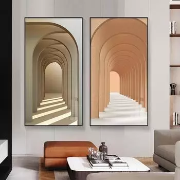 Абстрактная современная архитектурная модель скандинавский постер печать гостиная спальня офис картина холст настенная живопись домашний декор без рамки 20*40cm No Frame