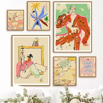 Абстрактная спокойная женщина закрывает глаза фруктовый стол кухонный настенный художественный холст картины плакаты на скандинавскую тему печать фотографий для декора гостиной 21x30cm No Framed