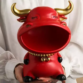 Абстрактная статуя быка, входная стеклянная комната и декор для сидения и салона! красный