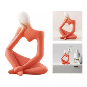 Абстрактная статуя Керамическая скульптура Персонаж Фигурка Декор Поделки для скандинавского стиля Настольный орнамент Yellow_19x14x8.5cm