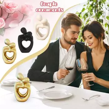 Абстрактная статуя обнимающейся пары, современные скульптуры любви для гостиной, спальни, креативная статуэтка, тумбочка и комод, книжная полка, настольный декор One Size чёрный