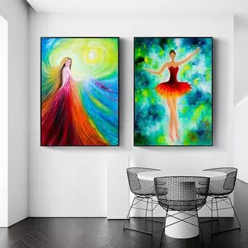 Абстрактная танцовщица для девочек, настенное искусство, холст, постер, эстамп, живопись, современное украшение 21cm30cm NoFrame