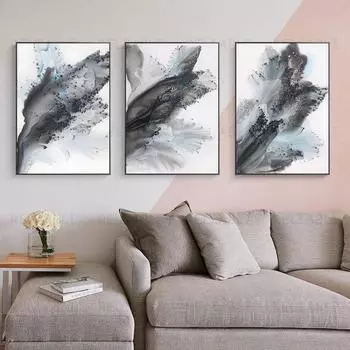 Абстрактная текстура, чернила, холст, живопись, настенное искусство, светло-зеленый, синий, всплеск, постеры и принты для гостиной, домашний декор, Cuadros 21cm30cm NoFrame