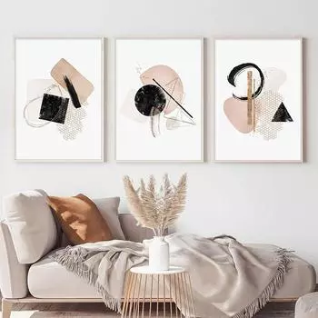 Абстрактная текстура, принты в стиле бохо, румянец, розовый, бежевый, цвета слоновой кости, постер, холст, живопись, акварель, настенные художественные фотографии, украшение для дома в спальню A4 21x30cm No Frame