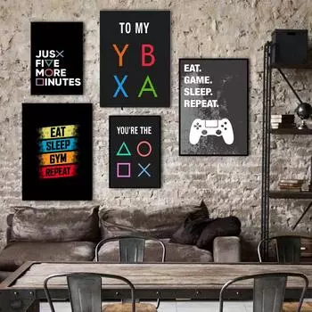 Абстрактная видеоигра, настенная живопись, холст, картина, украшение игровой комнаты, постер и принт для комнаты для мальчиков и девочек, художественный декор, подарок без рамки 21*30cm