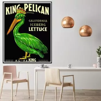 Абстрактная винтажная реклама еды и напитков, кухонный настенный художественный постер, Пеликан, кухонная картина, холст, картина, скандинавский домашний декор 21cm30cm NoFrame