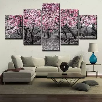 Абстрактная вишня с видом на парк 5 шт. настенная живопись печать холст плакат фотографии картины домашний декор для украшения гостиной 20x35cm*2 20x45cm*2 20x55cm*1