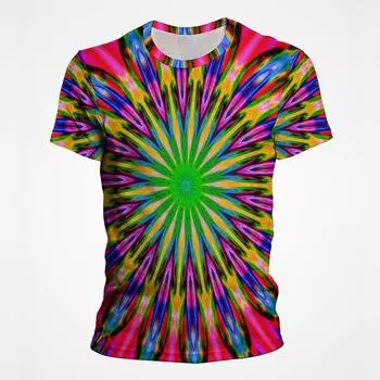 Абстрактная визуальная иллюзия, психоделические графические футболки, модная тенденция, индивидуальная футболка для мужчин, повседневная уличная одежда, негабаритные топы M