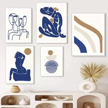 Абстрактная женщина Матисса Баухаус с геометрическими линиями, галерея, холст, картина, настенная художественная печать, плакат, фотографии для гостиной, домашний декор 21x30cm No Framed