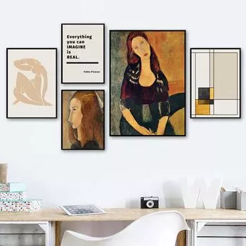 Абстрактная женская клетчатая цитата, настенная живопись с принтом на холсте, скандинавские холсты, постеры и принты, настенные панно для декора гостиной 21cm30cm NoFrame