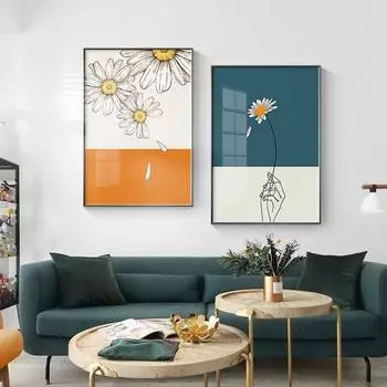 Абстрактная женская линия рисунка, картина для домашнего декора, скандинавская картина на холсте, настенное искусство, цветок, растение, ручной постер и принт для гостиной 21cm30cm NoFrame