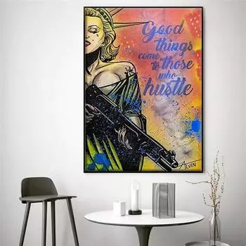 Абстрактная живопись, холст, художественная работа, Мэрилин Хастл, Статуя Свободы, холст, постер, римский декоративный холст, фреска 21cm30cm NoFrame