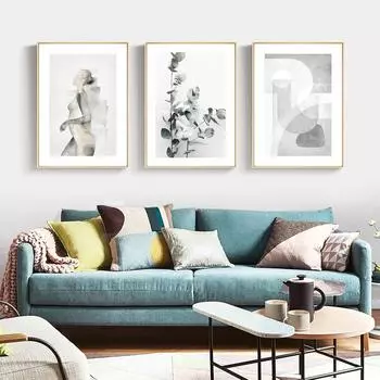 Абстрактная живопись, холст, постер, скандинавское простое настенное искусство, нарисованная линия, лицо, цветок, скандинавские постеры и принты, картинки для гостиной 21*30cm