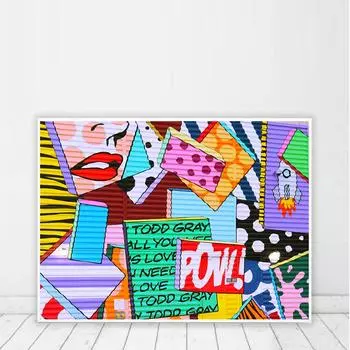 Абстрактная живопись, красочные граффити, поп-арт, холст, постеры, печать на настенных художественных фотографиях, Cuadros для гостиной, украшения дома 21*30cm