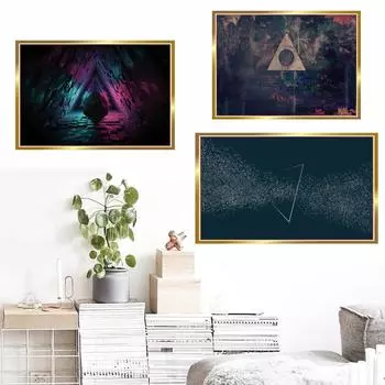 Абстрактная живопись маслом треугольник графика холст живопись бар гостиная коридор офис кабинет украшение дома фреска без рамки 20*40cm