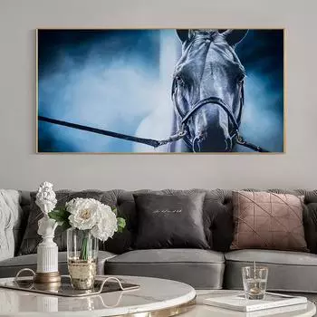 Абстрактная живопись на холсте с изображением лошади, настенные художественные постеры и принты, красочные произведения искусства с животными, фотографии, декор для гостиной, без рамки 20x40cm Unframed