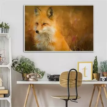 Абстрактная живопись полярная лиса, печать на плакатах, настенные панно для украшения гостиной, современный минималистичный рисунок с изображением животных, настенный художественный принт с лисой 21cm30cm NoFrame