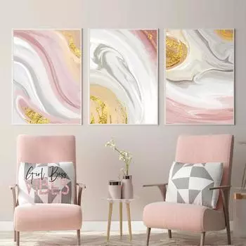 Абстрактная золотая фольга, современные линии, розовый холст, художественные картины для гостиной, спальни, постеры и принты, настенный постер, домашний декор 21x30cm No Frame