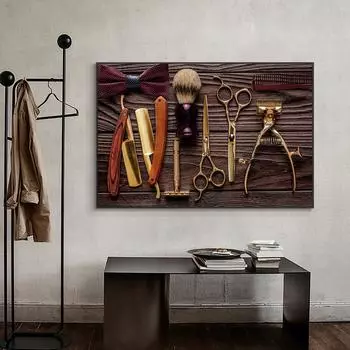 Абстрактная золотая картина на холсте для парикмахерской, постеры на скандинавскую тему и принты, настенные художественные фотографии, домашний декор без рамки 21cm30cm NoFrame