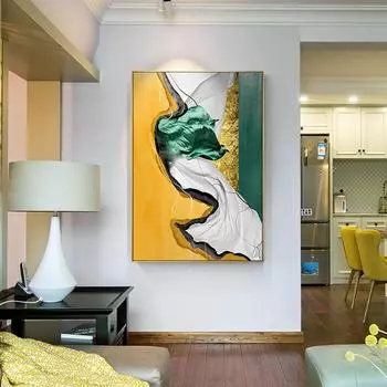Абстрактная золотая картина на холсте, струящаяся большая краска, постеры, принты, модные картины для гостиной, скандинавский настенный художественный декор, картины 21cm30cm NoFrame