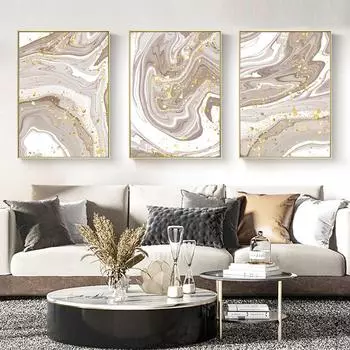 Абстрактная золотая картина на холсте, жидкая мраморная текстура, постер и принт, скандинавское современное украшение, настенное искусство, домашний интерьер 21cm30cm No Frame