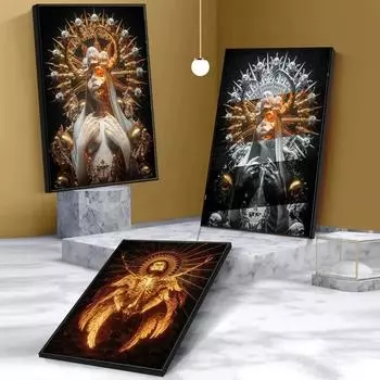 Абстрактная золотая статуя черепа, скандинавская скульптура, постер, печать, холст, настенная живопись, художественные картины, современная гостиная, домашний декор отеля, без рамки 21*30cm