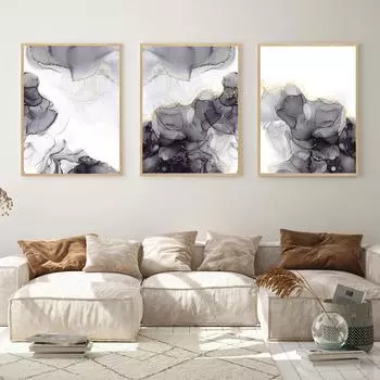 Абстрактная золотая жидкая настенная живопись, холст, постер и принт, скандинавская серая художественная мраморная текстура для современного дома, украшения гостиной 21cm30cm NoFrame