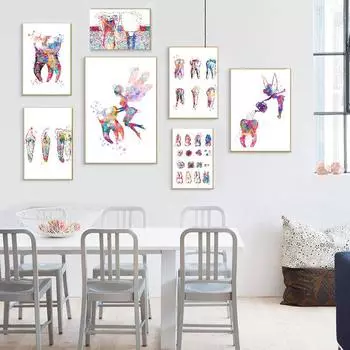 Абстрактная зубная фея, стоматолог-гигиенист, клиника, картина, настенный художественный постер, холст, принт, зубы, настенные панно, декоративные картины 21X30cm No Frame