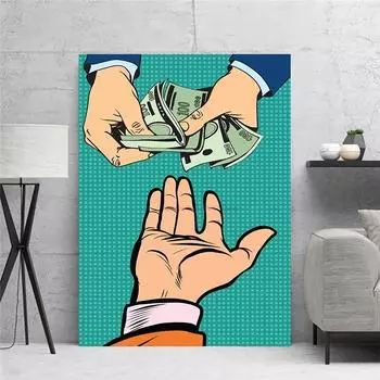 Абстрактное денежное искусство, масляная живопись, холст, настенное искусство, постеры и принты для офиса, гостиной, домашнего декора 21x30cm No Framed