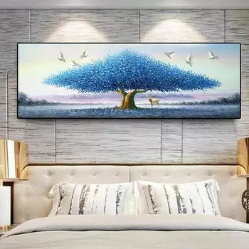 Абстрактное Древо Жизни, картина маслом на холсте, пейзажные постеры и принты, настенные художественные фотографии, Куадрос, домашний декор для гостиной, без рамки 20*40cm
