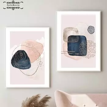 Абстрактное геометрическое искусство плакат румянец розовый граффити холст картины скандинавские настенные художественные картины для интерьера для гостиной домашний декор 21*30cm