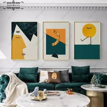 Абстрактное геометрическое искусство постер человеческое лицо геометрический узор холст живопись личность настенные художественные картины для домашнего декора интерьера 21*30cm