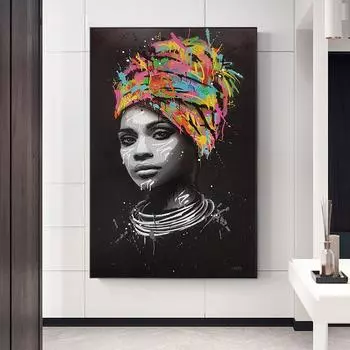 Абстрактные граффити Девушка Настенная живопись Фигура Картина маслом Печать на холсте Гостиная Черно-белый постер Украшение дома 21cm30cm NoFrame
