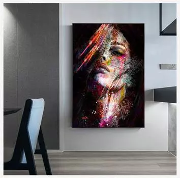 Абстрактное граффити, холст, живопись, поп-арт, холст, постеры, современные девушки, настенные художественные картины для гостиной, декор стен, фон, украшение стены 20x30cm